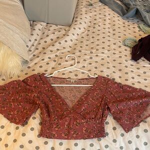 American Eagle Outfitters Floral Crop Top - Red